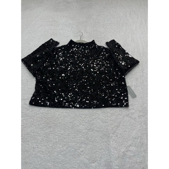 Anthropologie Pilcro Sweater Alani Cashmere Mock Neck Sequin Preppy Size XSP NWT - Picture 2 of 11